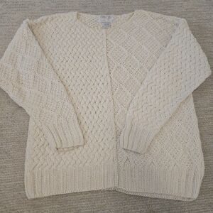 Vintage Hand Knit for The Limited Cream Cable Knit Cardigan Sweater — Size S